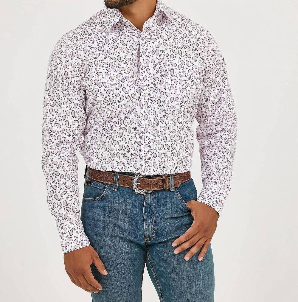 NEW WRANGLER 20x competition button-down shirt in pink sangria